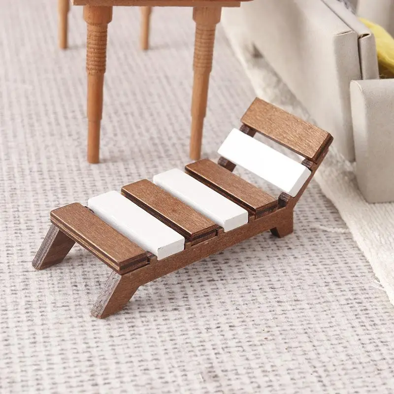 1:12 Dollhouse Miniature Beach Chair Lounger Furniture Home Model Decor Toy Doll House Accessories DIY Scene