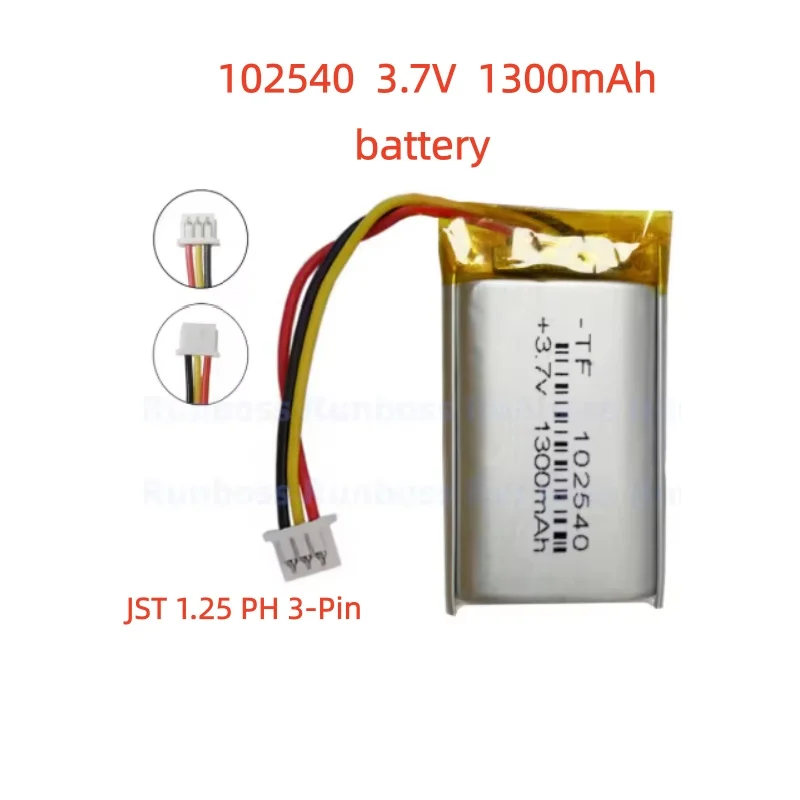 

3.7V 1300mAh Lithium Polymer Battery 922543P 102540 For MP3 MP4 Power Bank Electronic Equipment Tablet PC with 1.25mm 3-Wires
