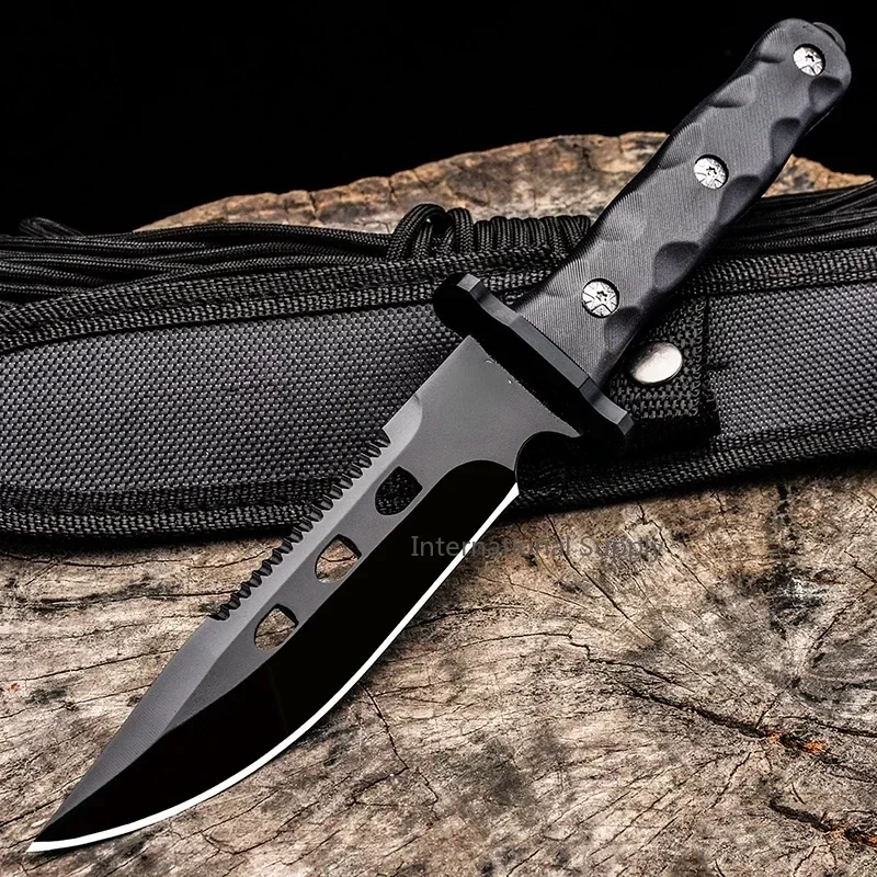 Voltron Tactical straight knife Outdoor camping survival knife Self-defense EDC pocket Wilderness hunting knife