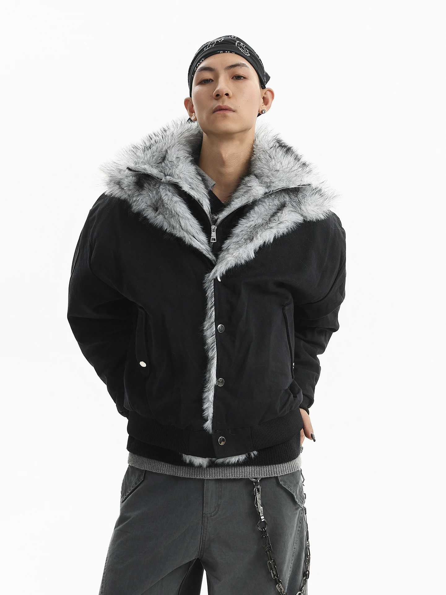 Trendy High Street Faux Two-Piece Parkas Men 2025 Winter New Warm Stylish Versatile Solid Color Parkas Male Handsome Chic Coats