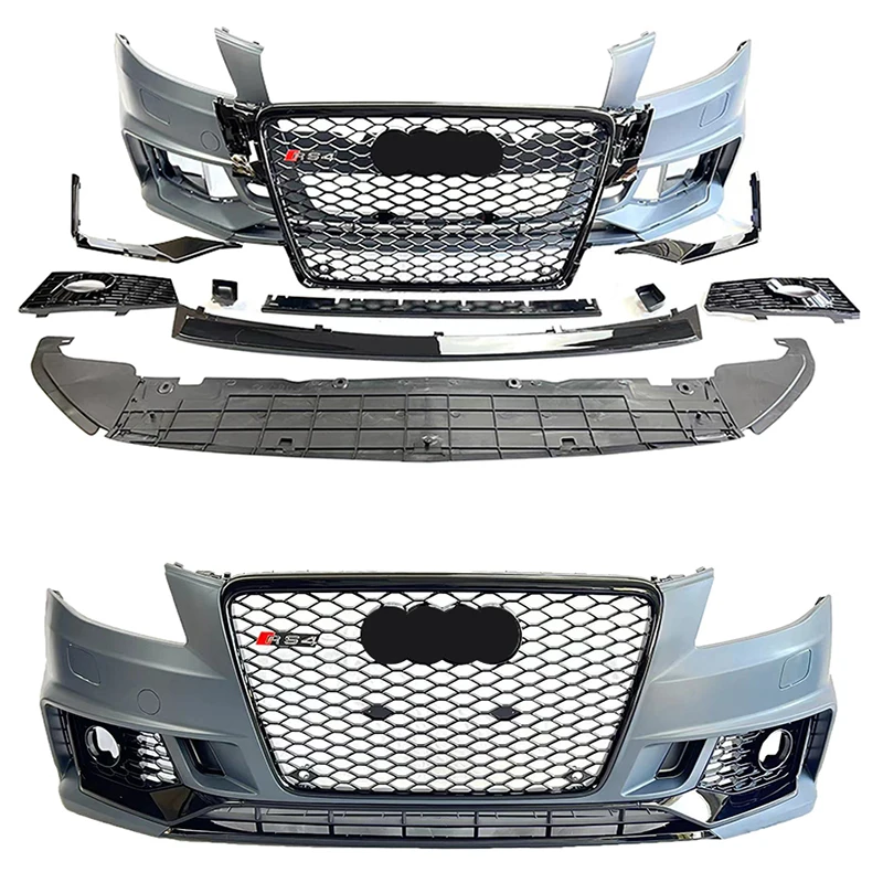 

Hot Sale Auto Parts A4 B8 Body Kit Upgrade to B9 Style RS4 Front Bumper with Grille for audis RS4 B8 Car Bodykit 2008-2012