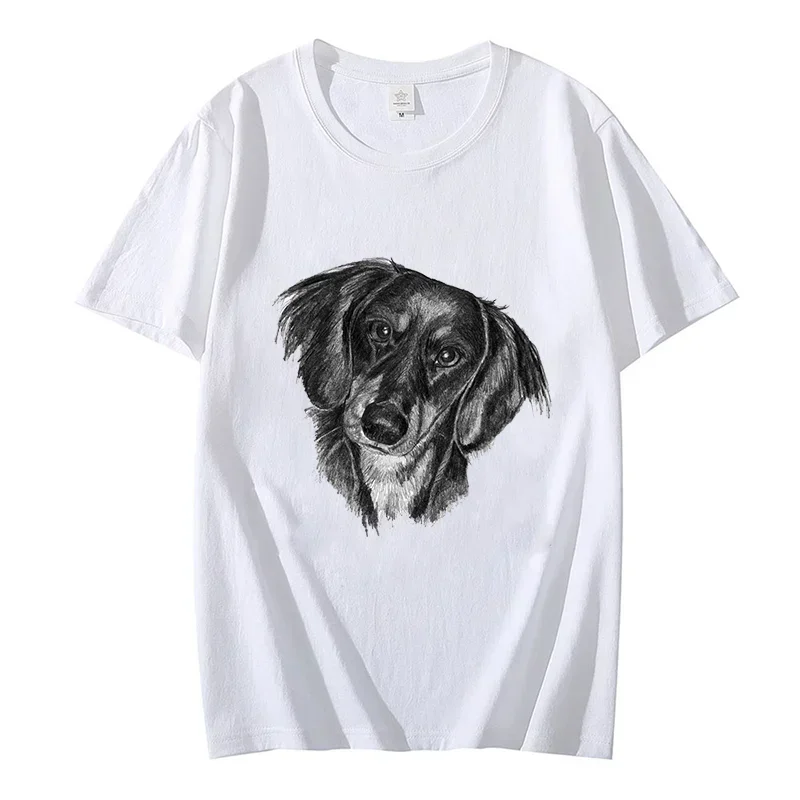 Camiseta de gran tamaño con perro salchicha y Pug, camisetas de manga corta para hombre y mujer, camiseta blanca para hombre, ropa de calle con perros divertidos, camisetas de marca para hombre