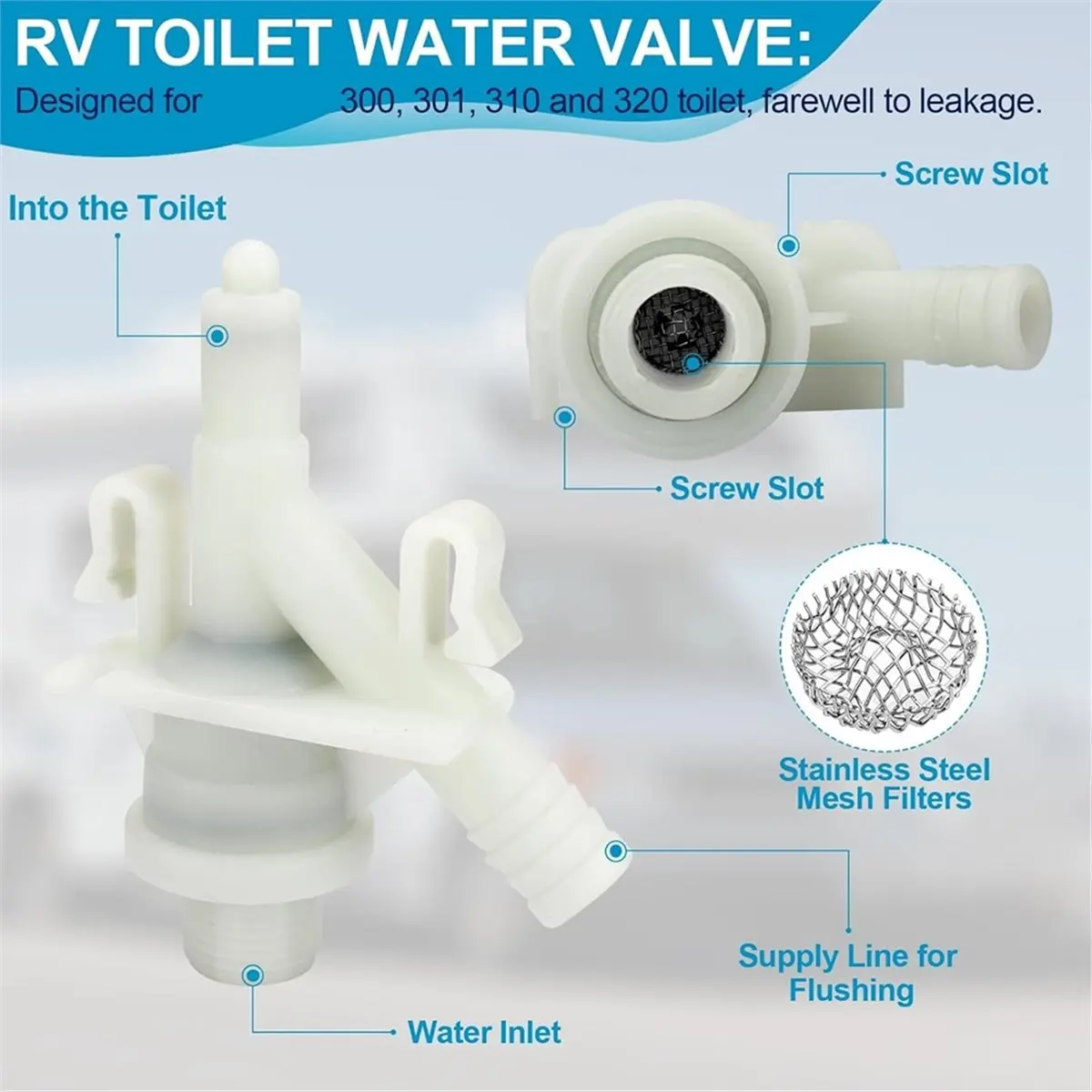 Best of 2026 385311641 RV Toilet Water Valve with 385311652 Seal for 300 301 310 320 and Sealand Toilet, RV Toilet Parts