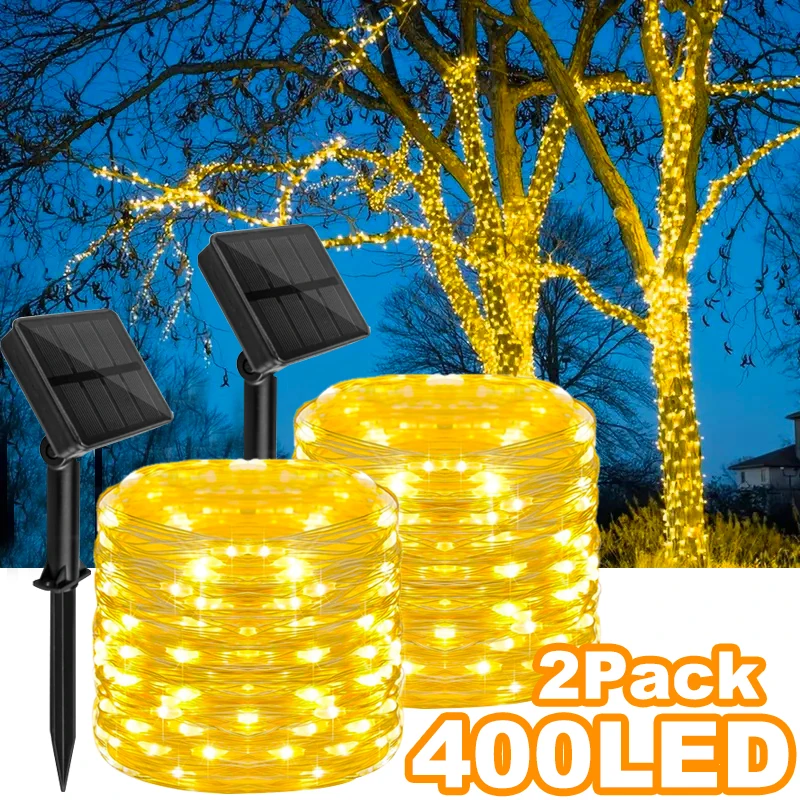 

Solar String Lights Outdoor LED Waterproof Fairy Lights 8 Modes Copper Wire Garland For Garden Party Wedding Wedding Decor