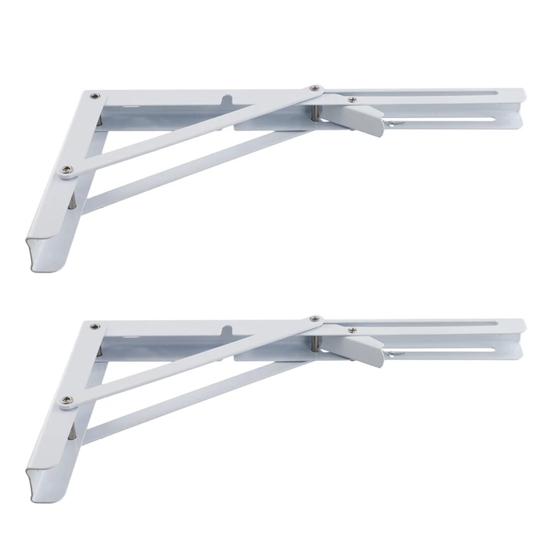 2Pcs Folding Shelf Brackets DIY Wall Mounted Furniture Space Saving For Garage Workstation 12Inch