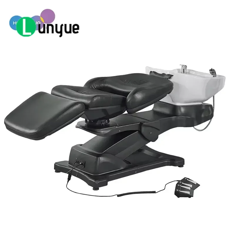 Professional 2-in-1 Electric Massage Shampoo Chair with Ceramic Bowl Head Spa Bed for Furniture