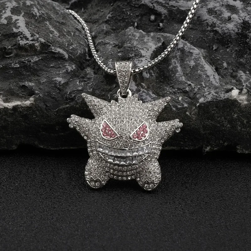 Pokemon Gengar Diamond Necklace Anime Shaped Necklace Children\'s Birthday Gift Simple Fashion Neck Pendant Decoration Gifts