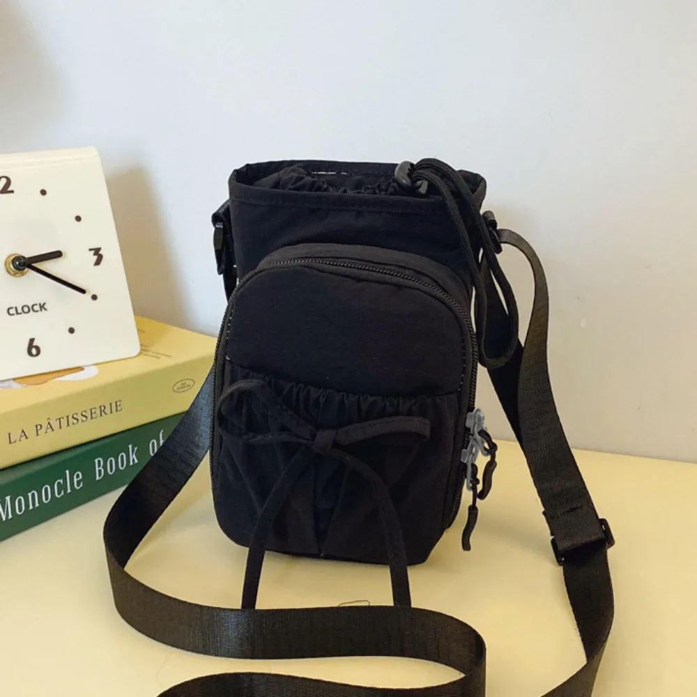 

Bowknot Water Bottle Sling Bag Adjustable Multi-layer Gym Bottle Bag Portable with Shoulder Strap Crossbody Sports Bottle Bag