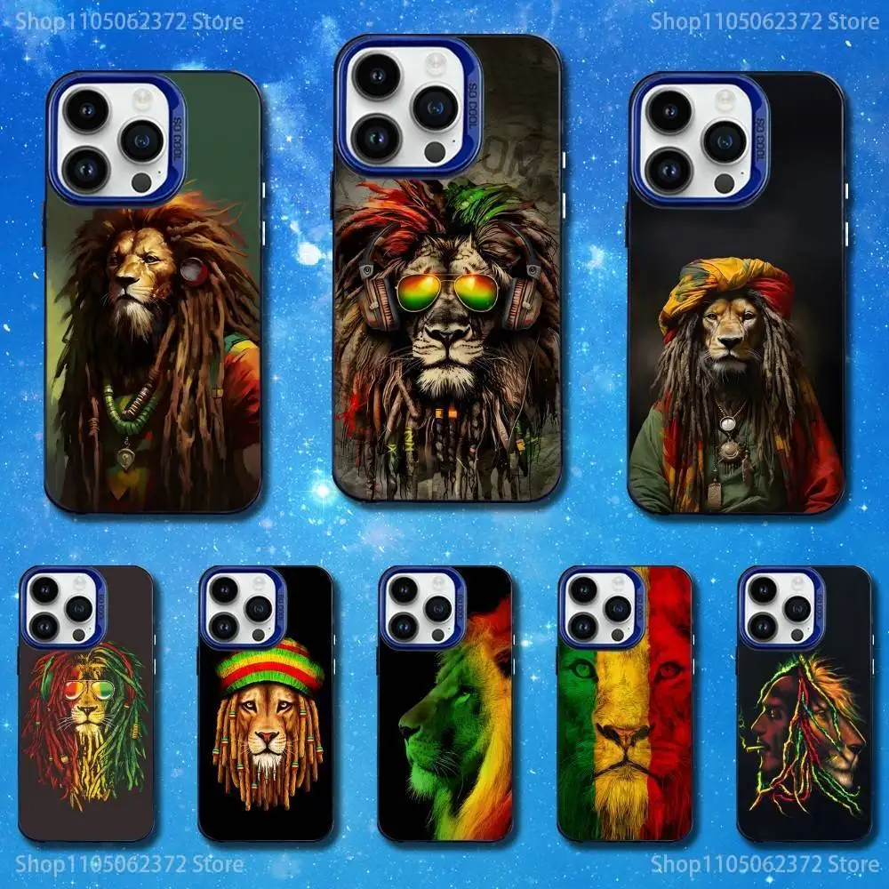 

R-Rasta L-Lions B-Bob Phone Case For iPhone 11,12,14,13,15,16,Mini,XS,MAX,Pro,SE Blue Matte Silicone Cover