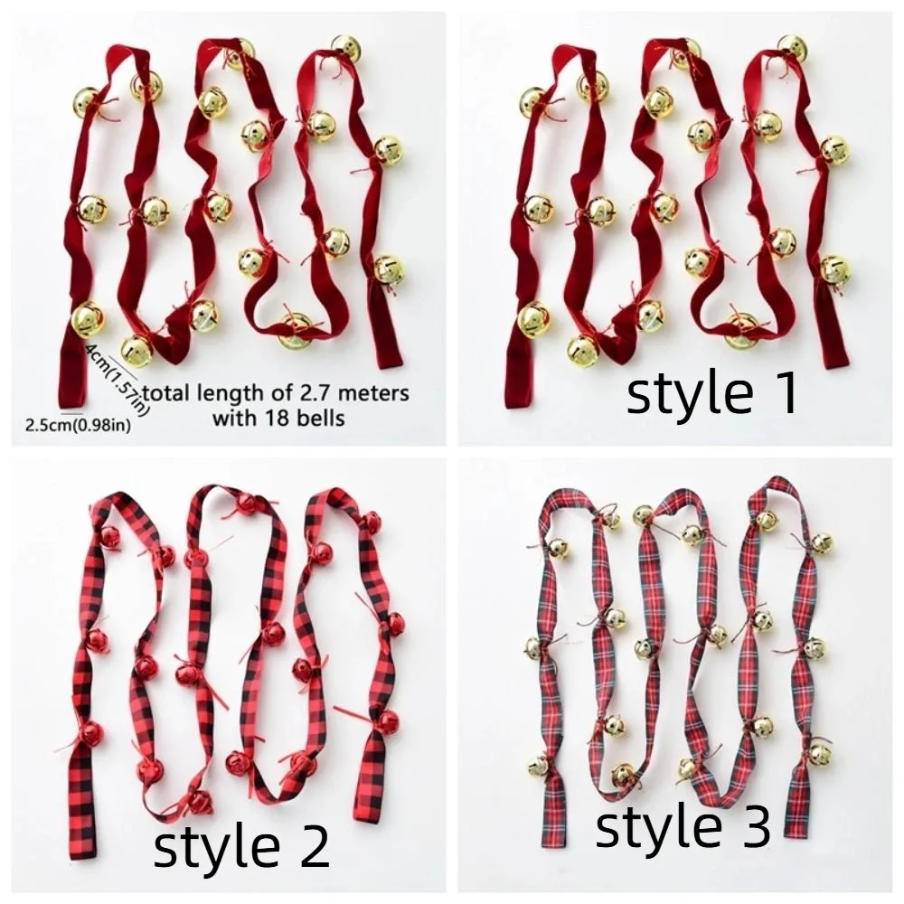 2.7 متر عيد الميلاد المخملية جرس سلاسل الحديد جرس أشرطة حمراء جرس المعلقات اليدوية الحرفية شجرة عيد الميلاد أجراس معلقة عطلة السيارة