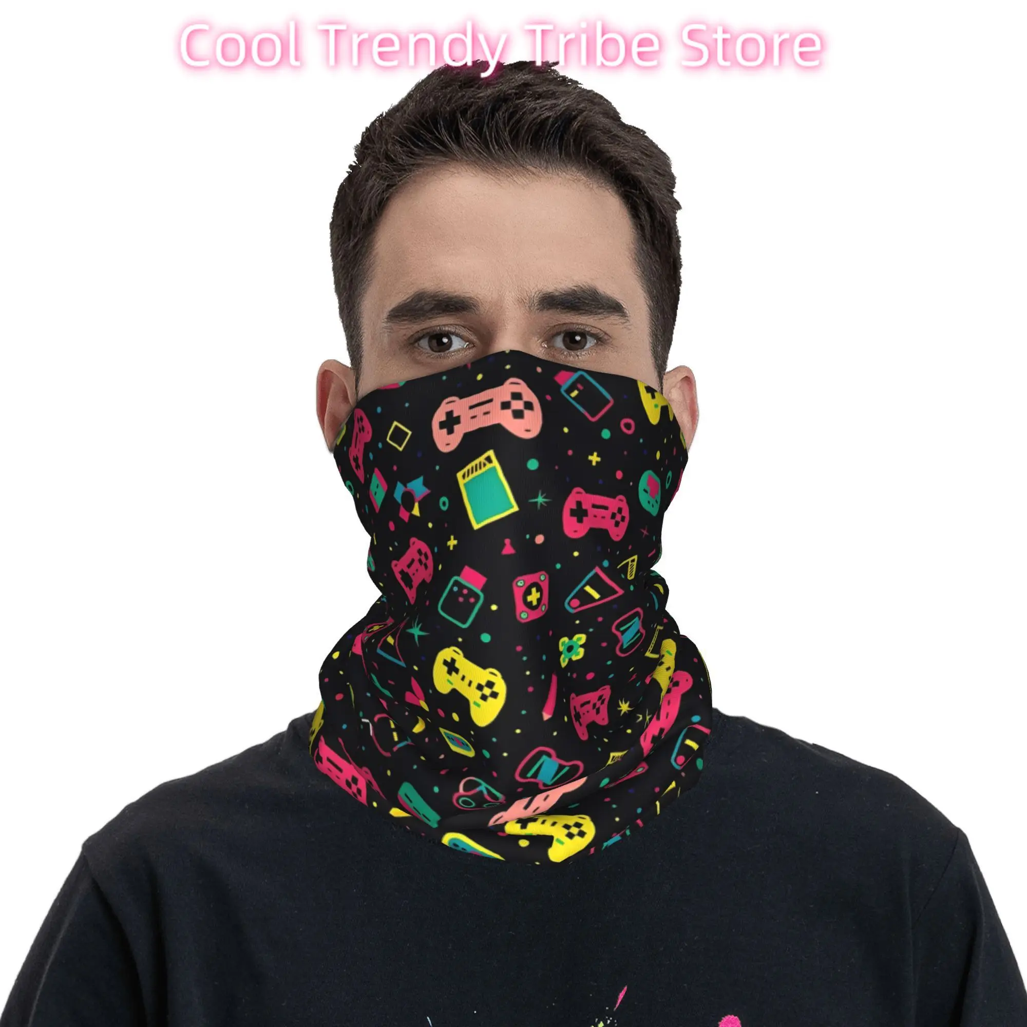 Video Game Gaming Controller Bandana Neck Cover Printed Wrap Scarf Multifunctional Face Mask Cycling Unisex Adult Washable