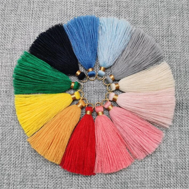 

50pcs/lot new fashion long cotton tassel charms for diy garment luggage jewelry making pendant fluffy thick fringe accessories