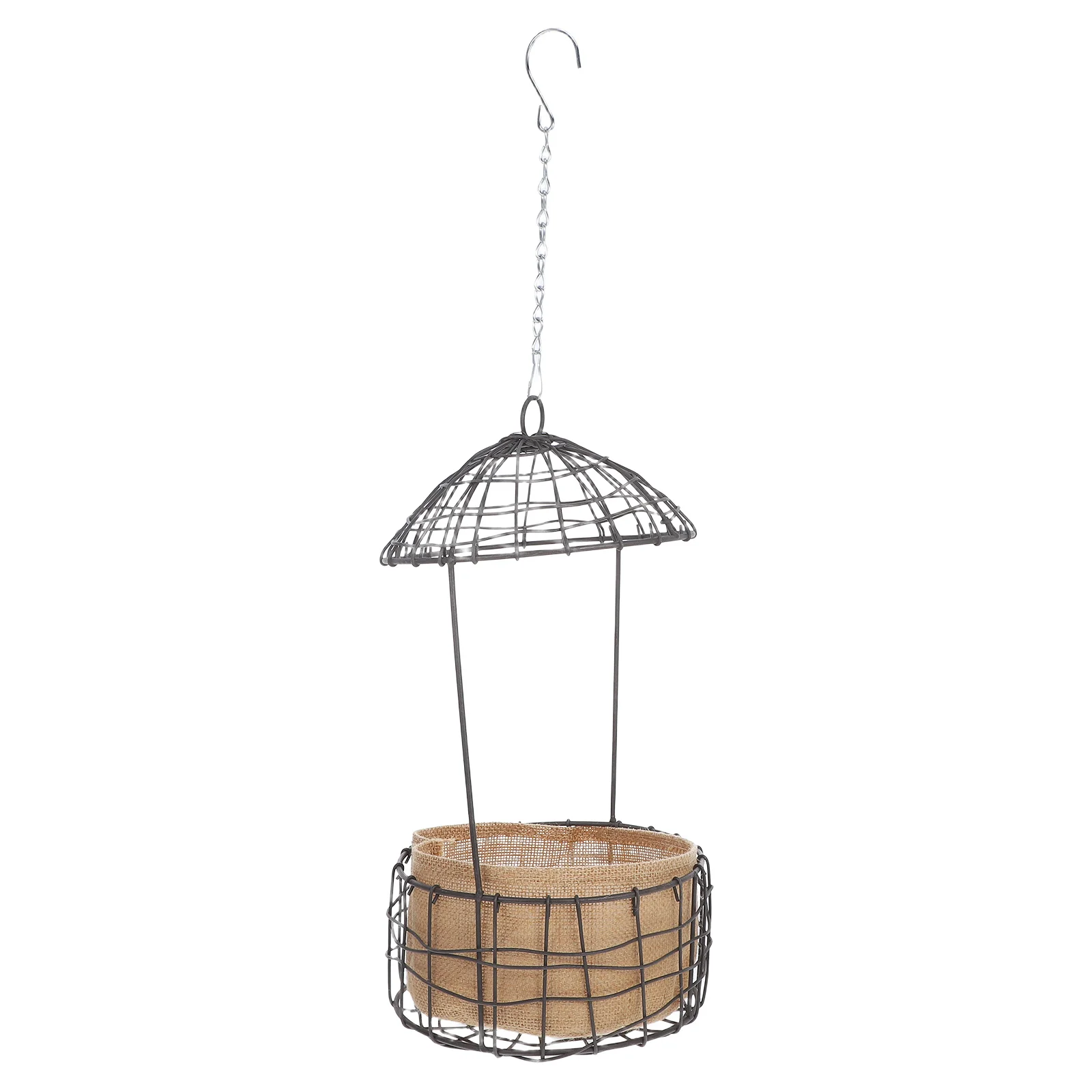 

Проволочная металлическая подвесная корзина-кашпо с льняной подкладкой для наружного балкона, сада, настенный держатель для цветочного горшка