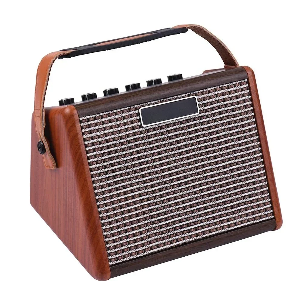 Cheap Price AROMA 15W Portable Acoustic Guitar Amplifier Amp BT Speaker Built-in Rechargeable Battery with Microphone Interface