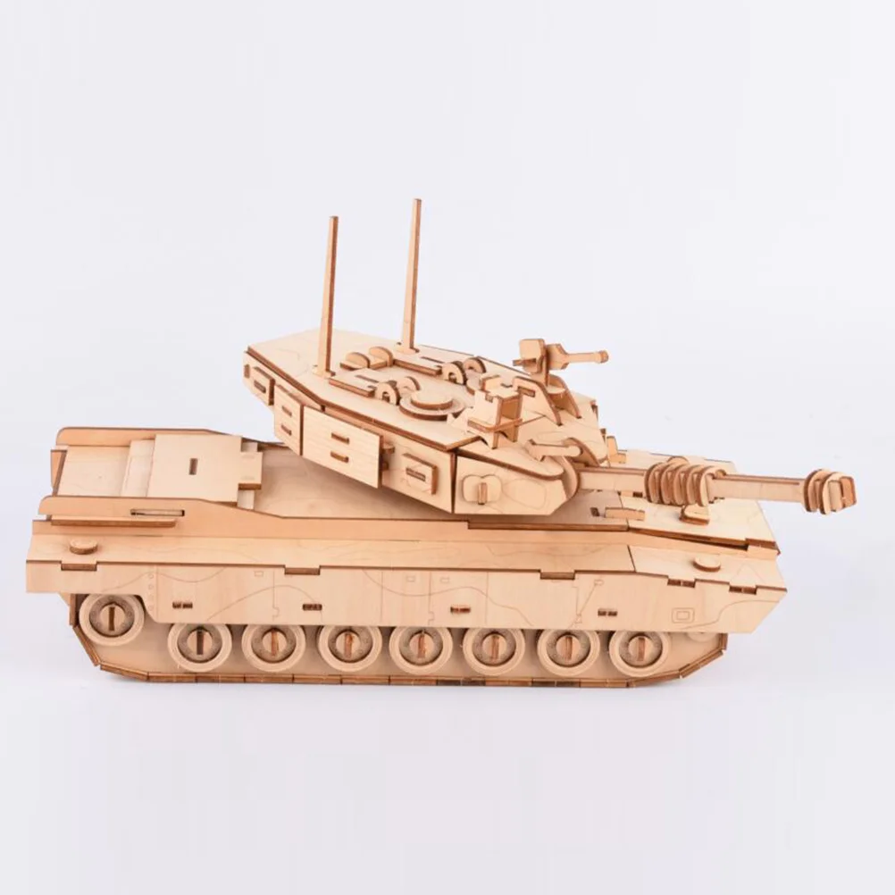 Rompecabezas 3D de madera cortada, tanque de gran tamaño de Color brillante, rompecabezas de madera educativo, juego de rompecabezas de construcción creativa suave