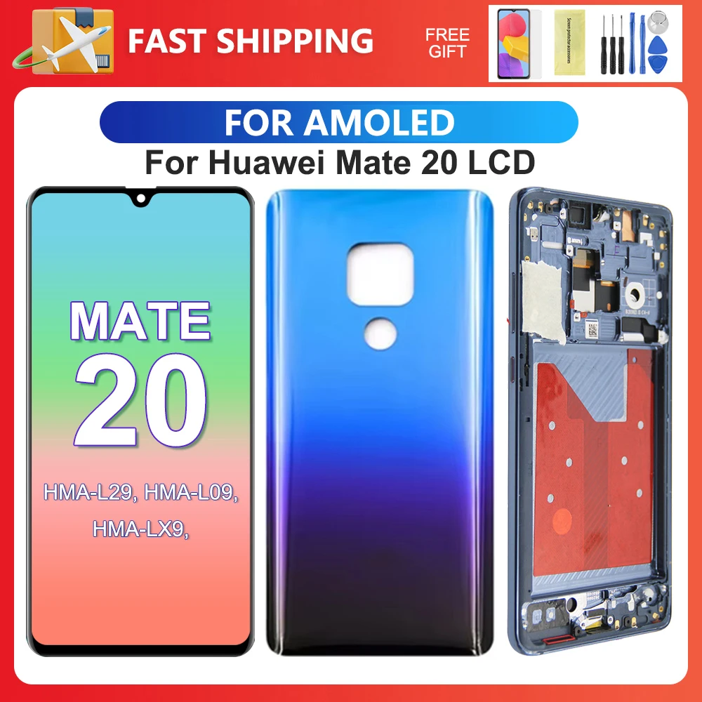 For HUAWEI Mate 20 6.53\'\'For AMOLED Mate20 HMA-L29 L09 LX9 AL00 TL00 LCD Display Touch Screen Digitizer Assembly Replacement