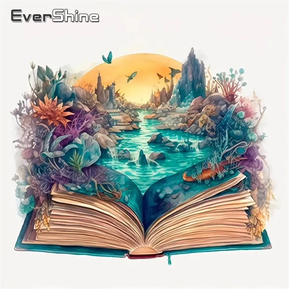 Evershine Diamant-Stickerei, Flusslandschaft, abstraktes DIY-Diamant-Malbuch, Muster für Erwachsene, Anfänger, Mosaik, Urlaubsgeschenk