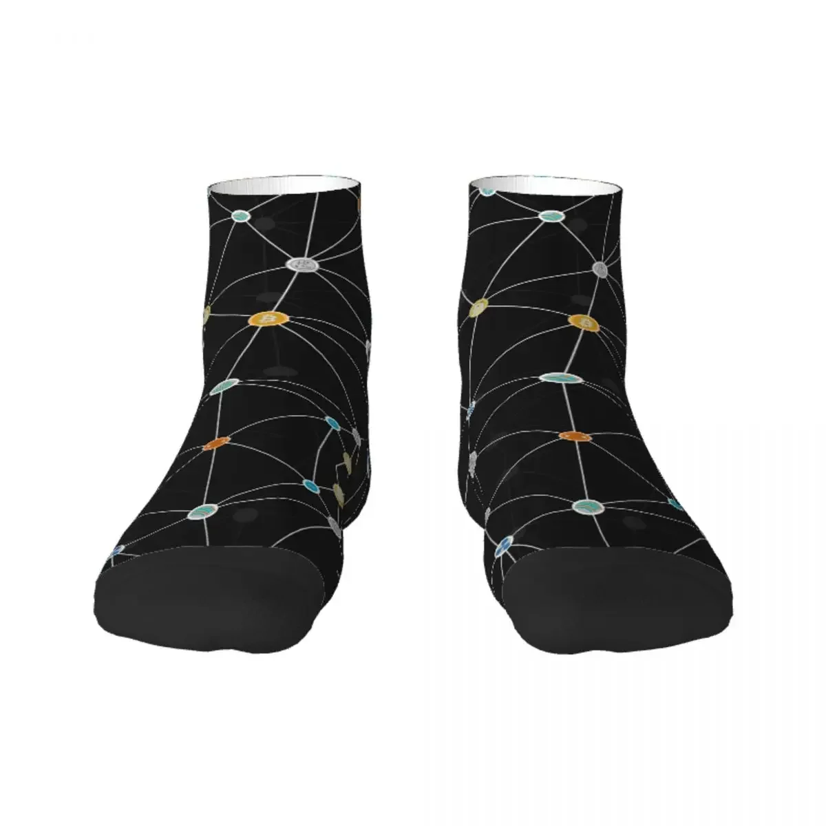 Fun Printing Cryptocurrency Socks for Men Women Stretch Summer Autumn Winter Bitcoin BTC Crew Socks