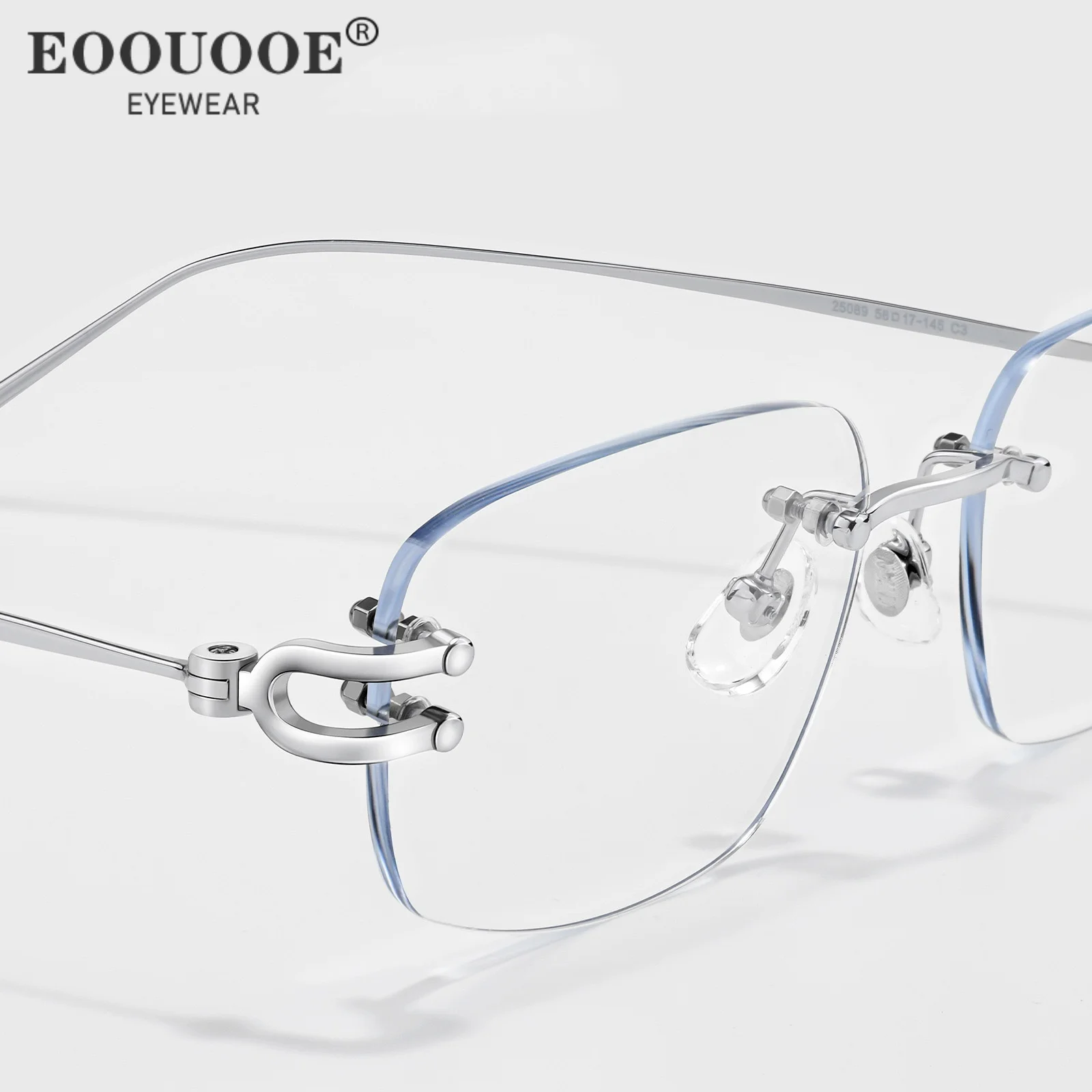 Fashion Square Double Screw Rimless Glasses Prescription Recipe MR-8 Lenses Myopia Progressive Eyewear Super Tough Lenses