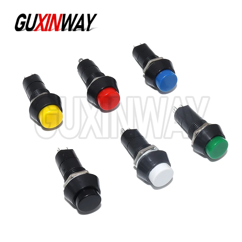 1PCS 12mm PBS-11A 3A 250V AC 2PIN 6 Colors Self-locking Self-Recovery Plastic Push Button Switch momentary
