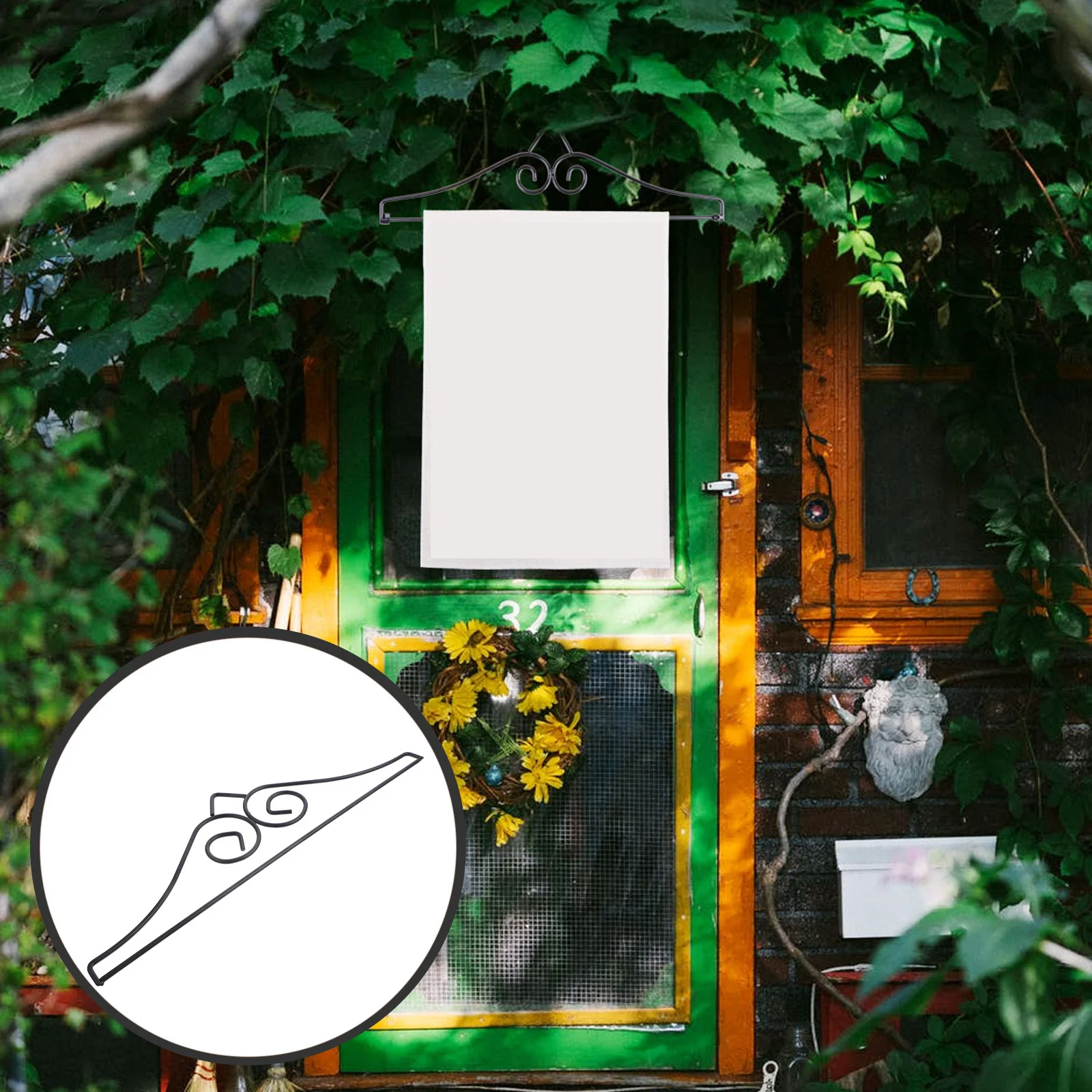 

1Pcs Sturdy Garden Flag Pole Accessories Metal Hanging Rack Outdoor Yard Flags Holder for Bar Store Tearoom Party