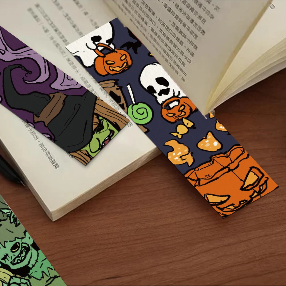 30pcs Halloween Bookmarks Paper Funny Pumpkin Ghosts Reading Page Book Markings Paper Card Bookmarks Creative Gift For Children