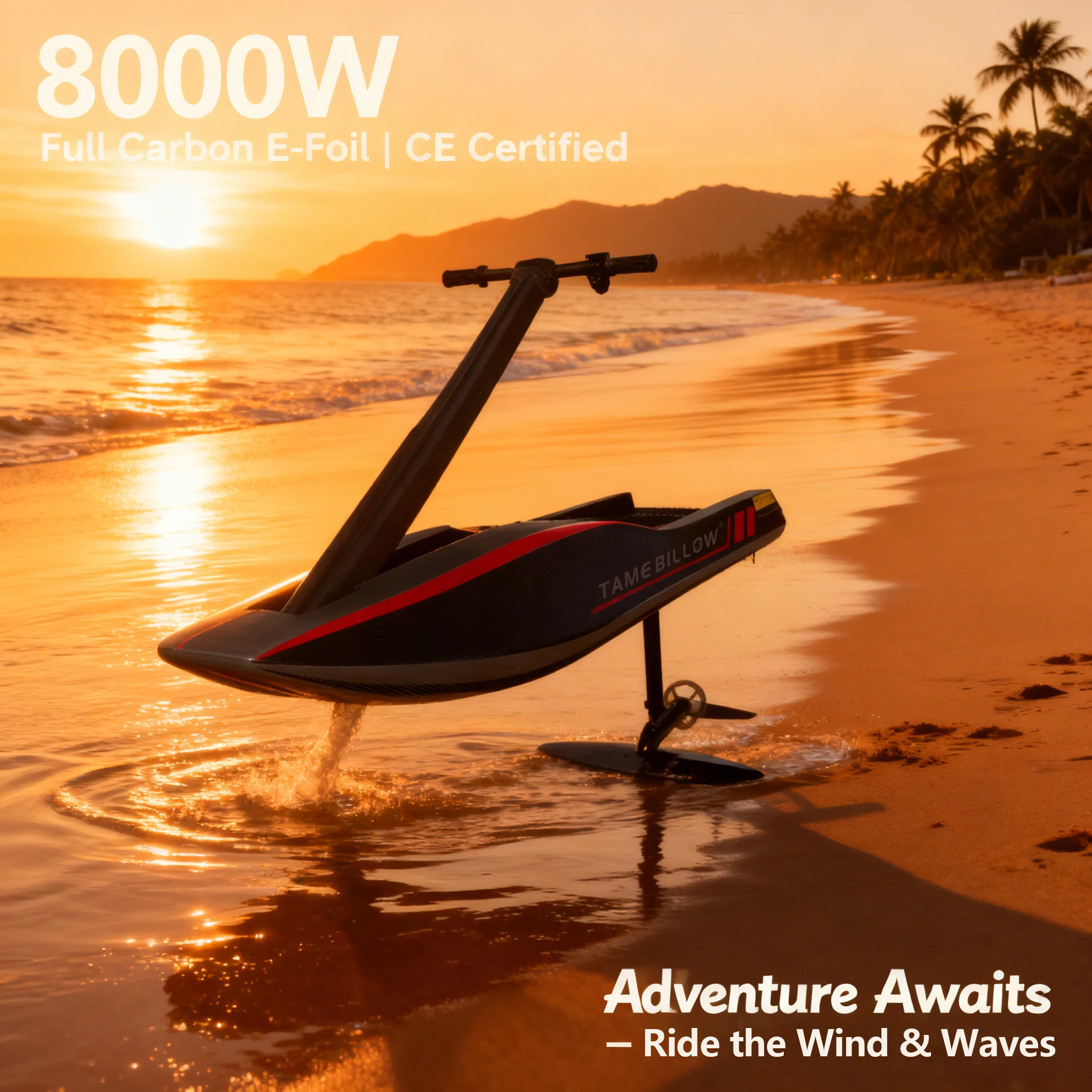 8000W Full Carbon Efoil Surfboard Adjustable Handle CE Certified