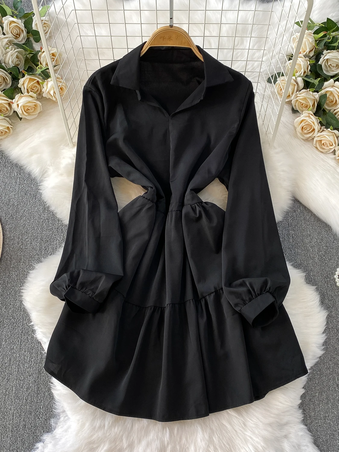 Ele Satin irt Dr Dames Lantern Sve Dstring Taille Afslankende zoom en rok Franse Sle Hoge taille Normale...