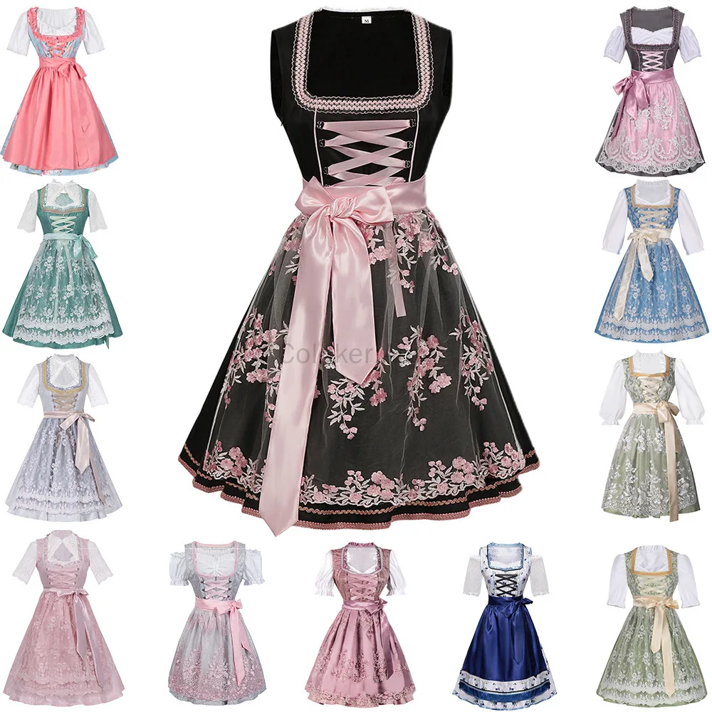 

Women's Traditional Dirndl Dresses Collection Munich Carnival Bavarian Patterns Styles Festival Costumes