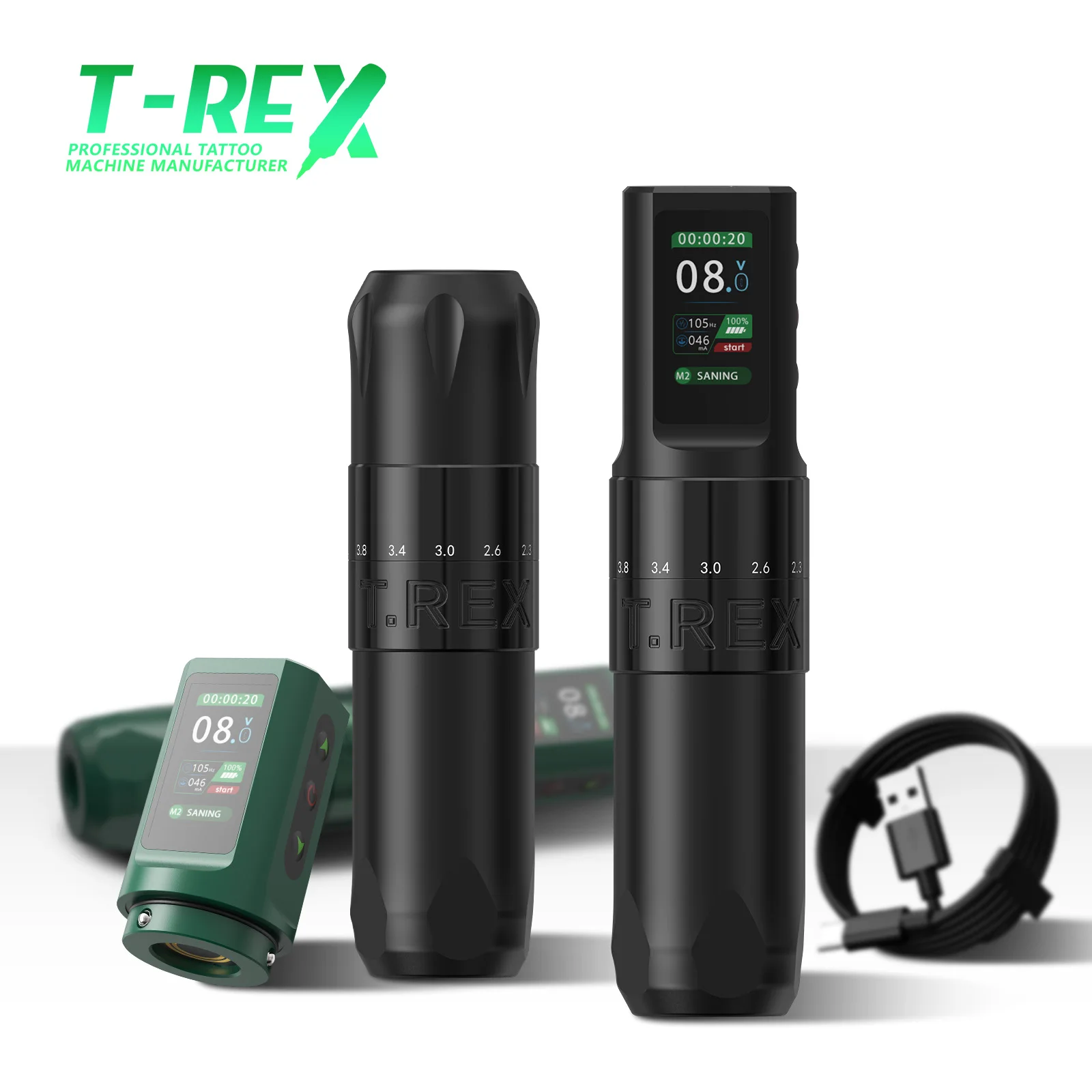 Adjustable Tattoo Machine T -Rex Wireless Tattoo Pen Machine - Professional Rotating Tattoo Gun, High Quality Tattoo Pen
