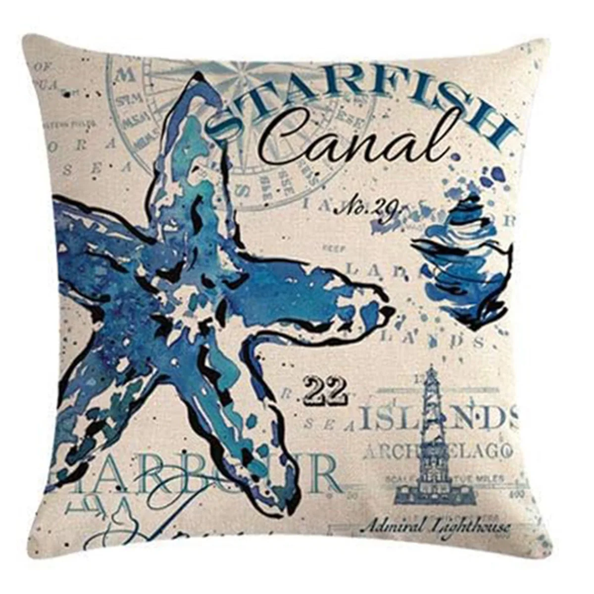 Nautical Octopus Cushion Cover Peach Skin Vintage Ocean Marine Life Pillowcase Sofa Home Decor Coastal Throw Pillow Cover 1PC