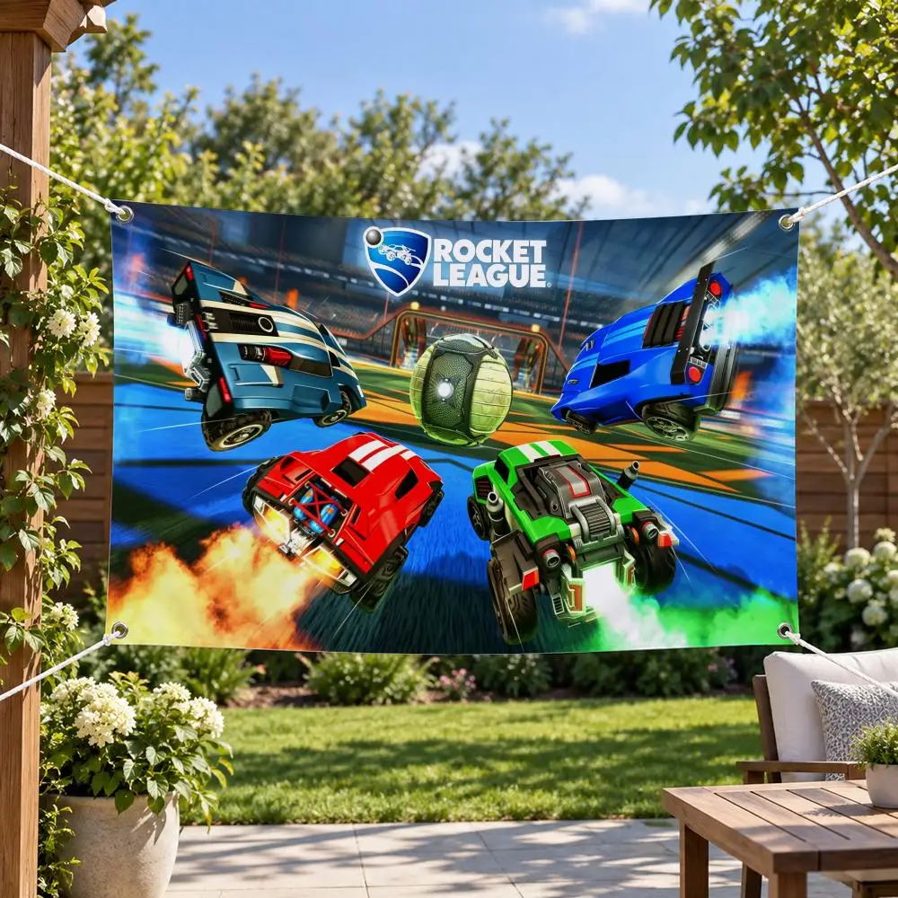 Game R-Rocket League Flags Aesthetic Wall Tapestry Printed Wall Hanging Living Room Party Outdoor Decor