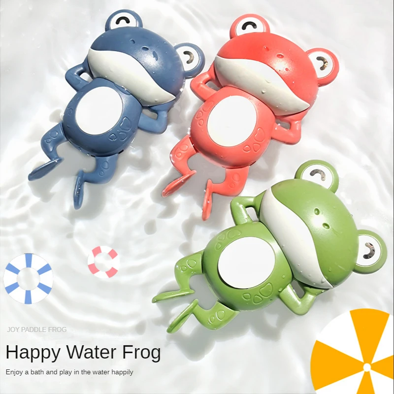 Cartoon Frog Bath Toy for Baby Swimming Pool Bathroom Shower Game Animal Wind-up Clockwork Toy Children Kids Water Toy Xmas Gift