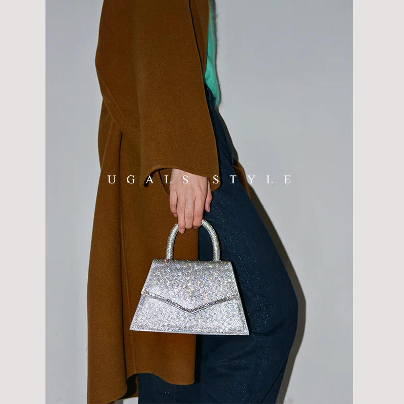 Sac à main de luxe pour femmes, pochette de soirée à paillettes et strass brillants, diamant, sac à main scintillant pour fête de mariage, sacoche à bandoulière