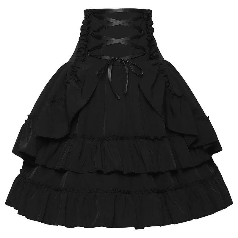 Japanese Classic Lolita Dress Ruffle Tiered Pretty Bow Dress Cosplay Costume Women Medieval Vintage Frill Frock Dress Skirt