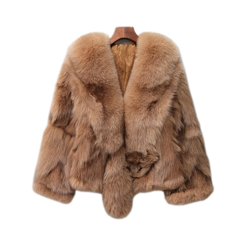 Harppihop Women's new  Fox fur shawl warm female winter long sleeve Real fur coat free shipping large size real fur vest