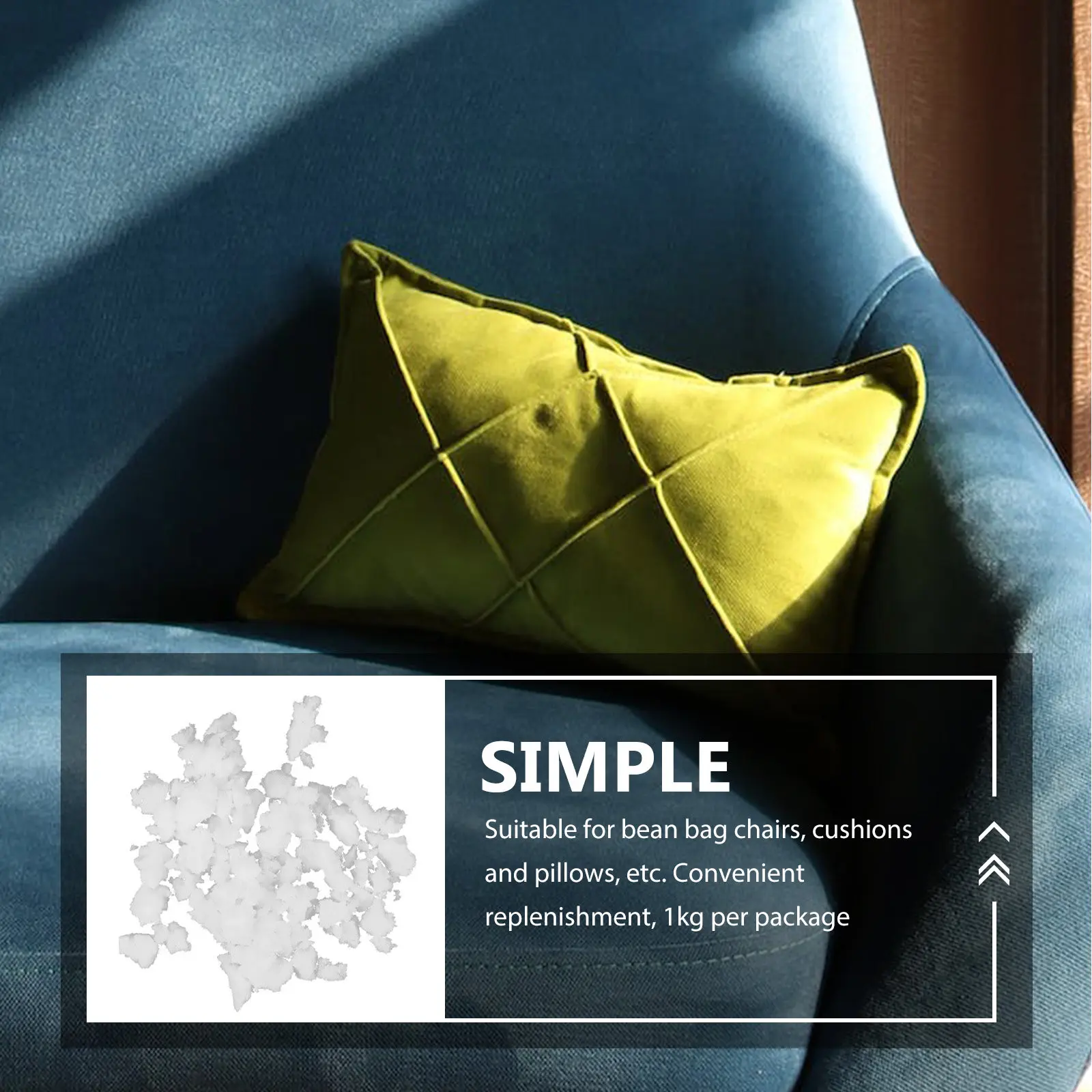 1kg Memory Filler Bean Bag Chair Seat Pillow Bean Bag Filling Memory Foams Cushion Refill DIY Home Use Safe Material