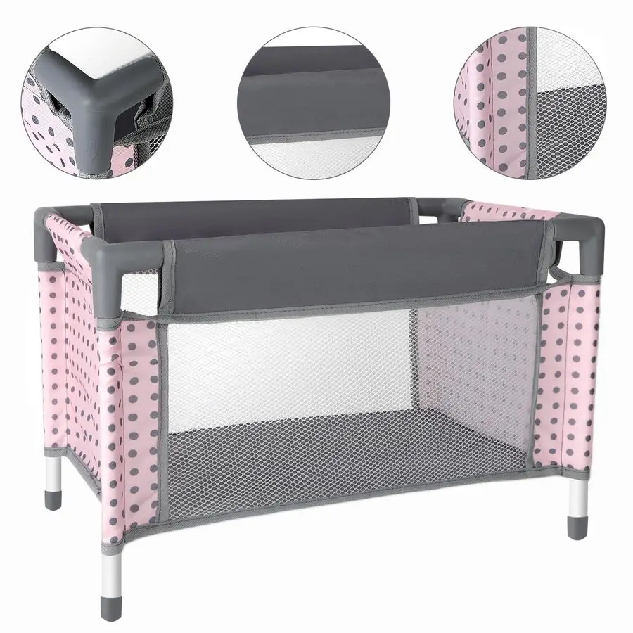 عربة أطفال لعربة الأطفال وسرير أطفال وحضانة لعب الأدوار مع ملحقات وبساط لعب، وسرير سفر، عربة أطفال قابلة للطي أ #5