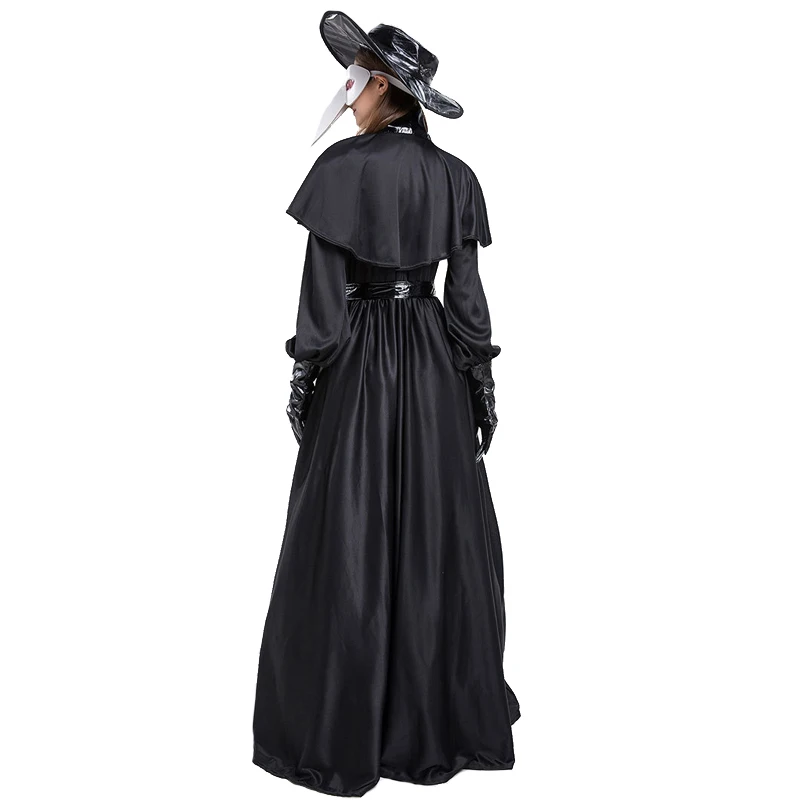 Carnival Halloween Couples Plague Doctor Costume Middle Ages War Nurse Bird Beak Playsuit Cosplay Fancy Party Dress