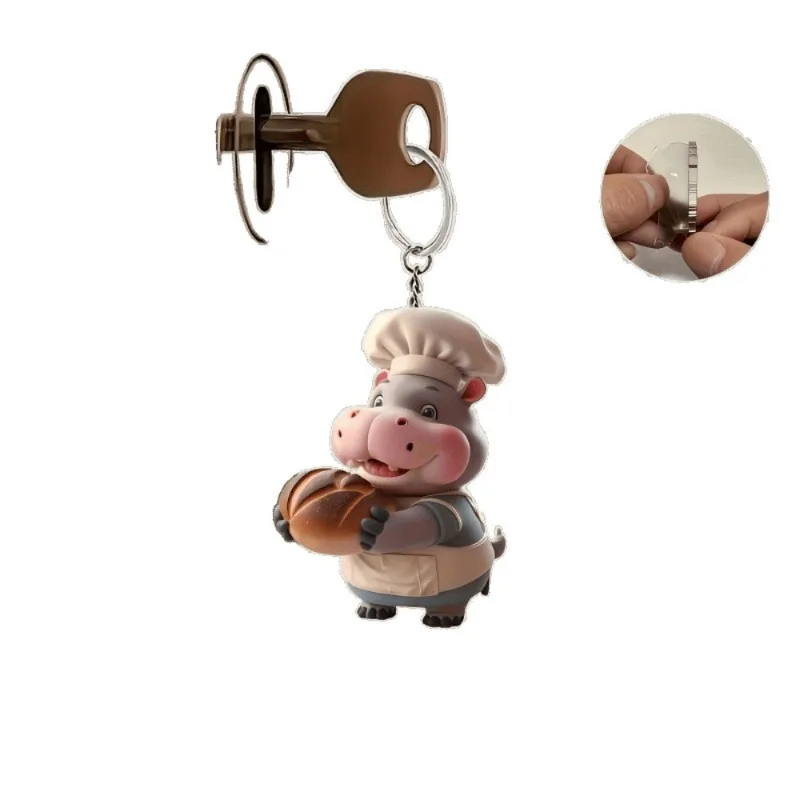 الإبداعية 2D شقة الاكريليك لطيف الشيف فرس النهر سيارة المفاتيح تصميم الملحقات على ظهره سيارة المنزل قلادة الديكور للرجل