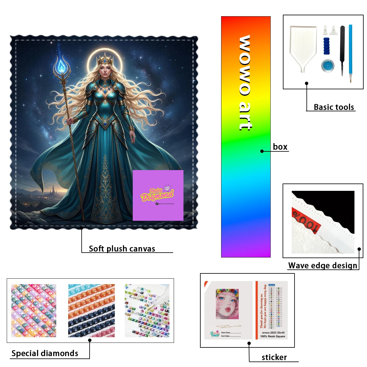 

【MUKY_ Diamond Art】Diosa y bastón Crystal AB Rhinestone FD Rhinestone Perfect Resin Diamond