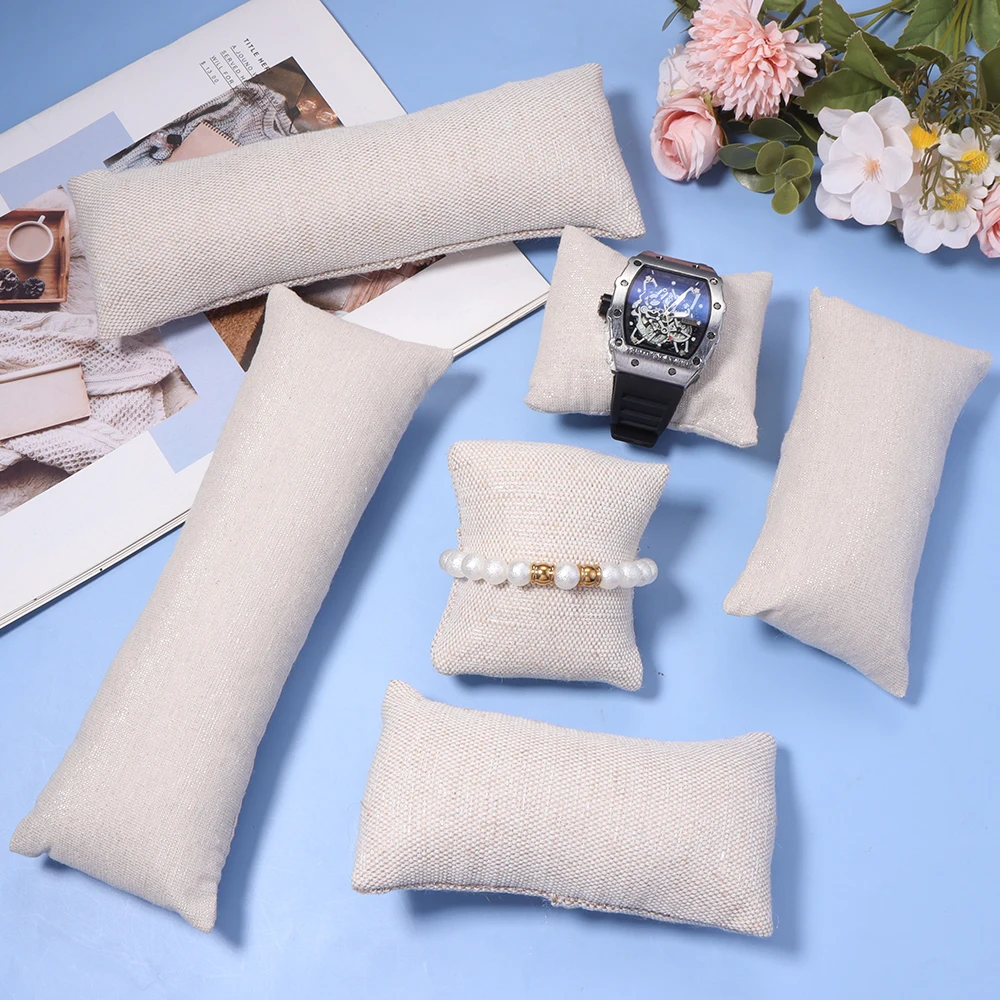 1Pc Jewelry Pillow Stand Linen Cotton Show Holder Organizer Bracelet Bangle Anklet Watch Display Photography Props Wholesale