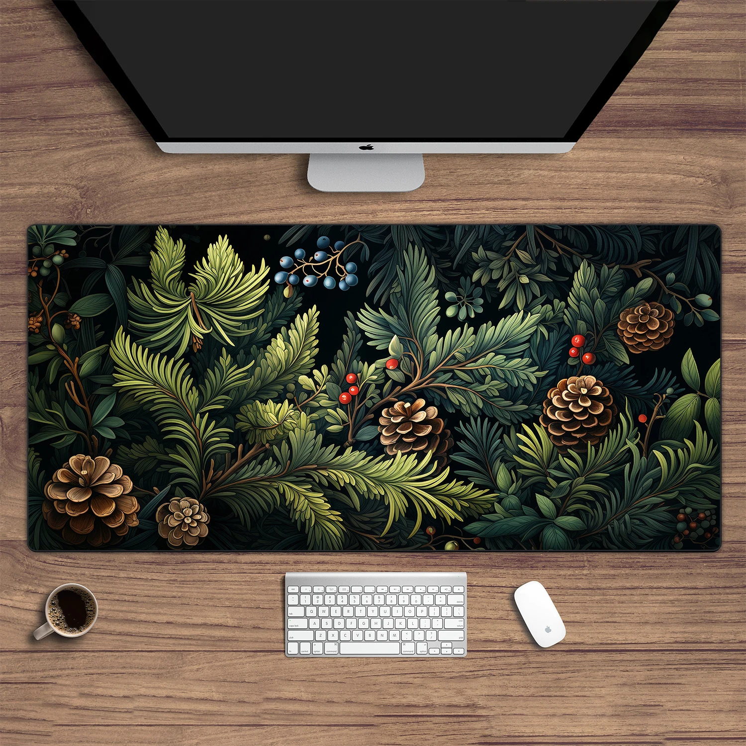 Computer Desk Mat, Western Plant Mouse Pad, Green Mouse Pad, Keyboard Pad, Gaming Mouse Pad XL, Beautiful Desk Decor