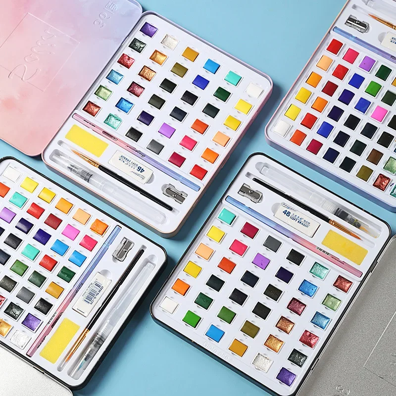 36-color 48-color pearlescent solid watercolor paint Iron box set concentrated nail art dizzy dyeing sub-package student art
