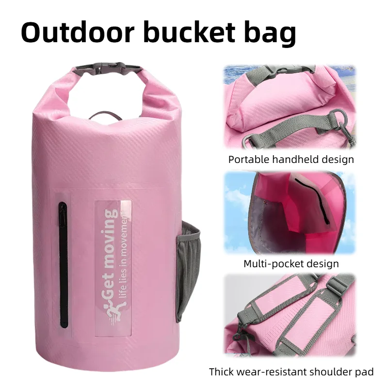 

10L/20L Waterproof Dry Bag - Lightweight Carbon Fiber,Beach Swim Bag,Handheld Bucket Backpack for Outdoor,Drifting,Climb,Travel