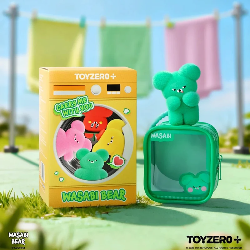 Caja ciega de la serie Wasabi Bear Outing Buddies, Mini abalorio de resina de dibujos animados Kawaii, accesorios para bolsa coleccionable, regalos