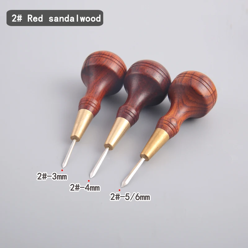DIY Leather Awl Sewing Stitching Tool punch needle Ebnoy Wood Leather Single Diamond Cutting And Punching With an Awl 3/4/5-6mm