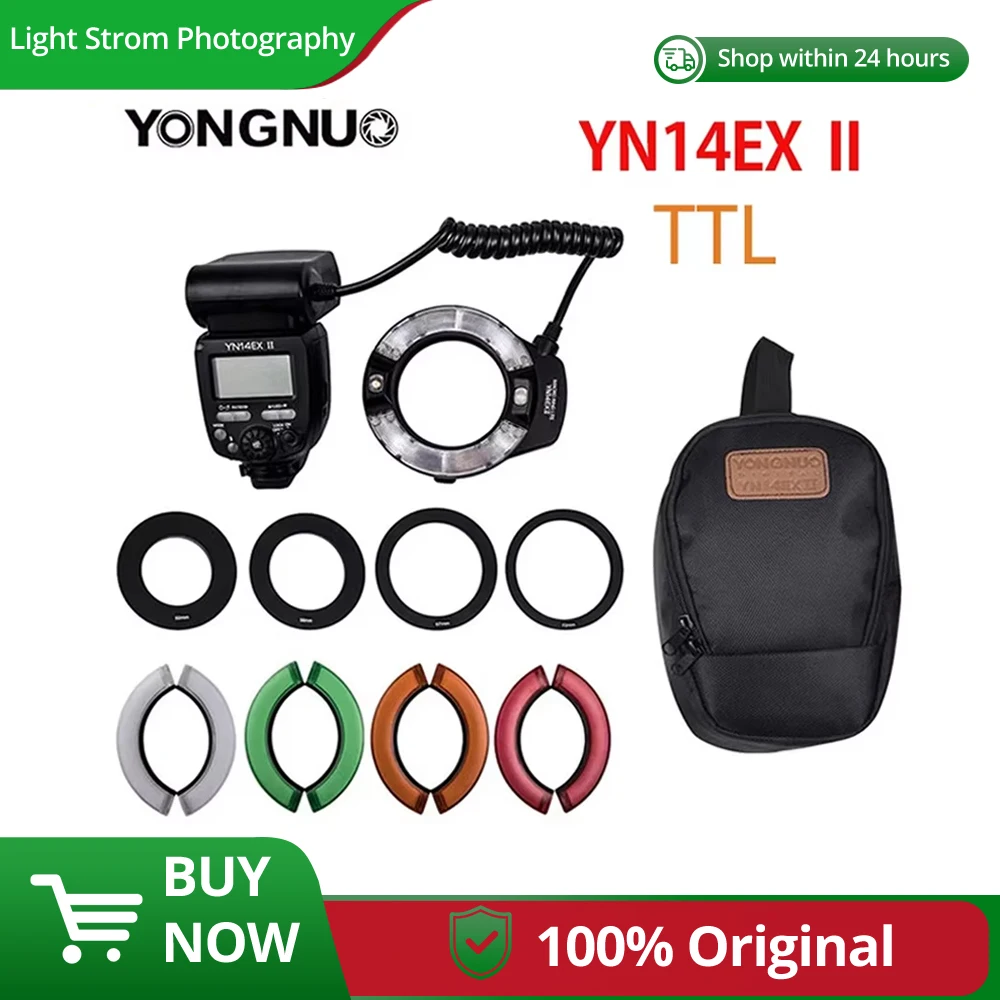 

Yongnuo YN14EX II Macro LED Ring Flash Light M/TTL with 52mm 58mm 67mm 72mm Adapter Ring for Canon Camera DSLR 7D 60D 70D 700D