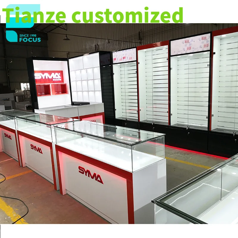 

Customized-Mobile Phone Shop Counter Design Mobile Display Showcase 2021 Phone Repair Kiosk In Shopping Mall