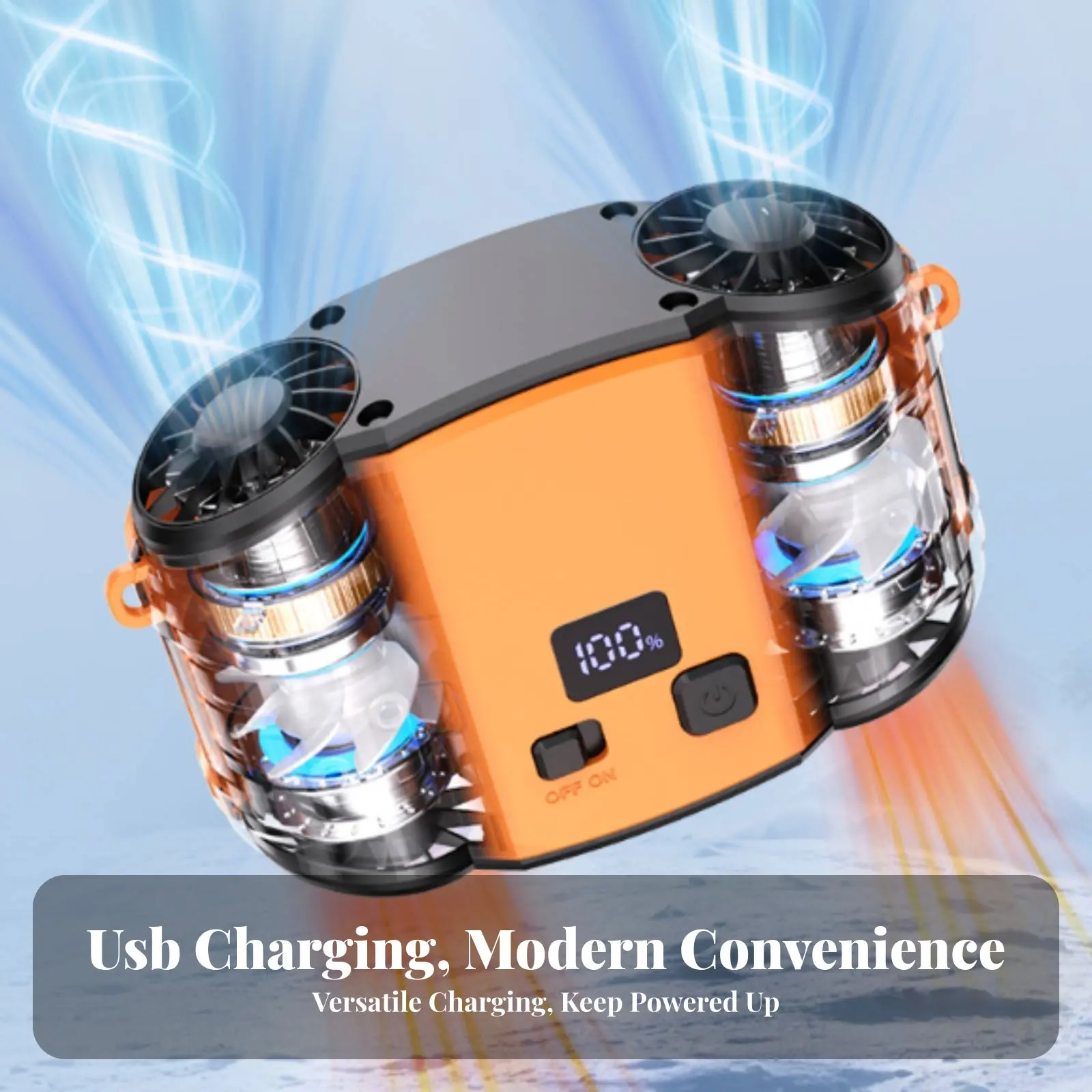 

Портативный поясной вентилятор с аккумулятором 10000 мАч, два выхода воздуха, мощный поток ветра для рыбаков и кемпинга